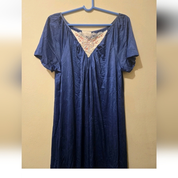 Carriage Court Vintage Lace Blue Sz M Nightgown Dress Short - Picture 2 of 7